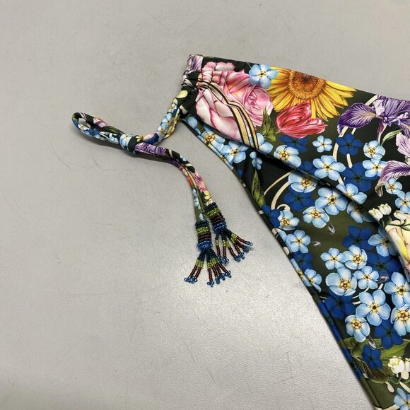 NEW AQUA BENDITA  Eda Side Tassel Bikini Bottom Blue/Green Floral Size 3XL - Picture 9 of 13